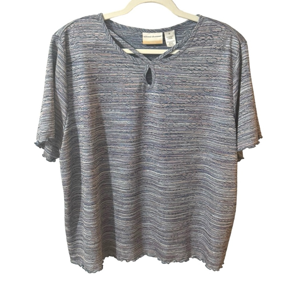 Alfred Dunner Multi Coloured Striped Short Sleeved Top Womens 2X Textured